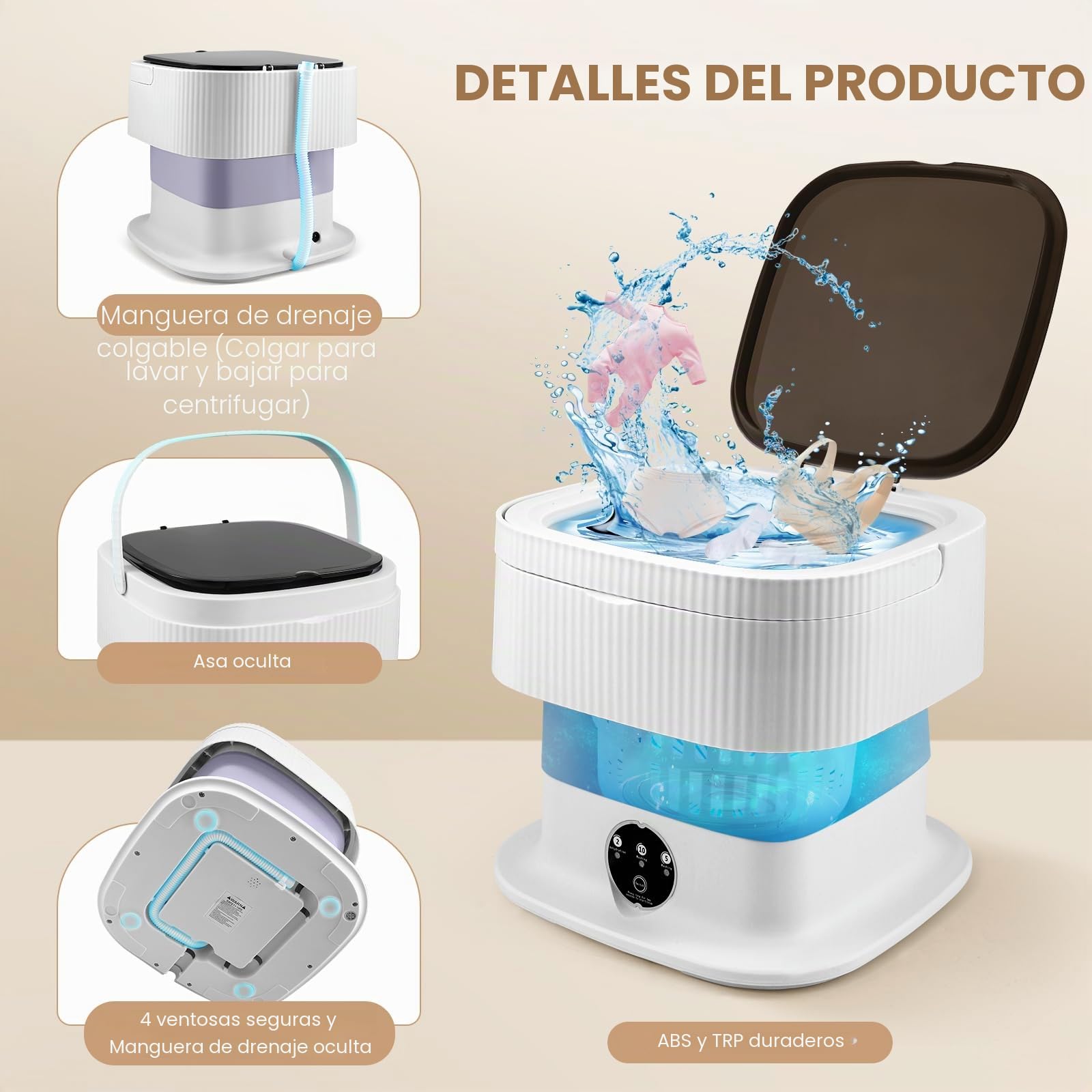 Mini lavadora, 11 L, para camping, pequeña con cesta centrifugada, para camping, para ropa interior, ropa de bebé y ropa pequeña, adecuada