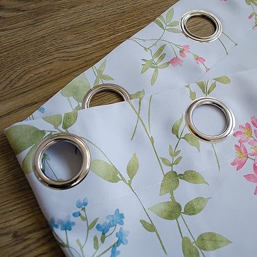 Miniatura 6 de Linentalks Cortinas opacas florales de 96 pulgadas de largo, juego de 2 paneles de cortinas con aislamiento térmico para sala de estar, cortinas de