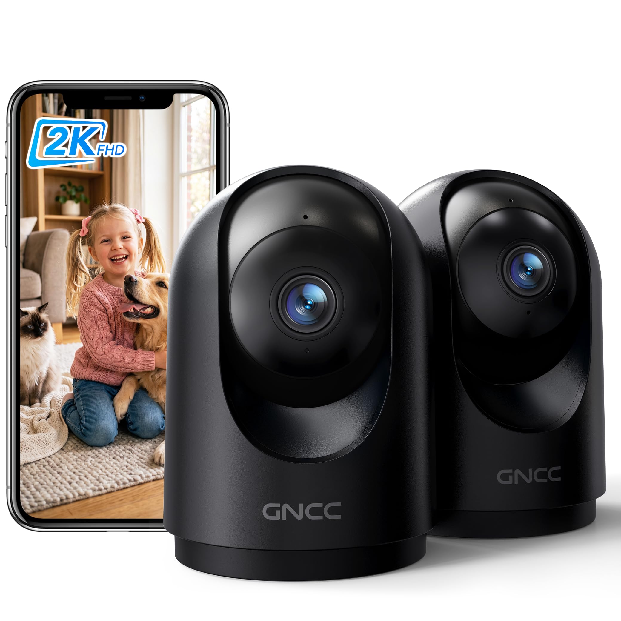 GNCC 2K Telecamera WiFi Interno 2.4/5GHz Visione Notturna Nero(Pack da 1) — immagine 9 di 16