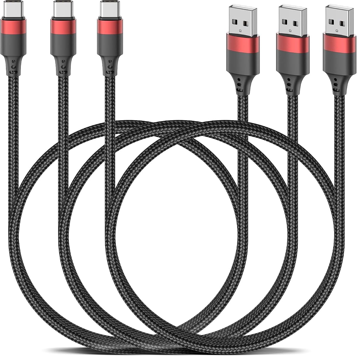 3ft USB C Cable, 3 Pack USB A to USB C Cable for iPhone 16 15, Nylon Braided Type C Charger Cord Fast Charging for Samsung Galaxy S25 S24 S23 S22 Ultra, Pixel 10 9