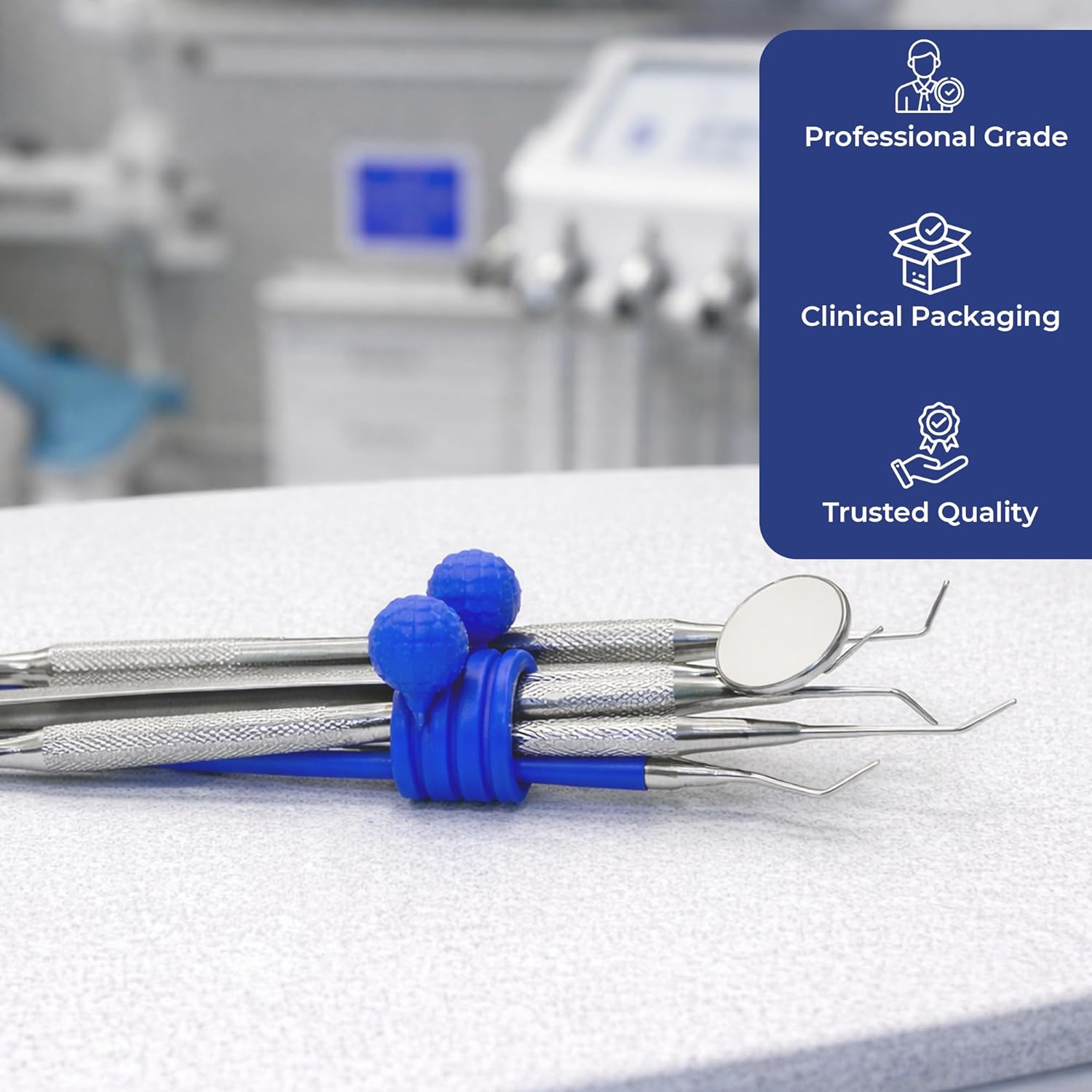 Dental Silicone Instrument Ties – Autoclavable Up to 275°F – Dental Pro-Ties for Instrument Bundling During Sterilization – 6 Pack (Blue)