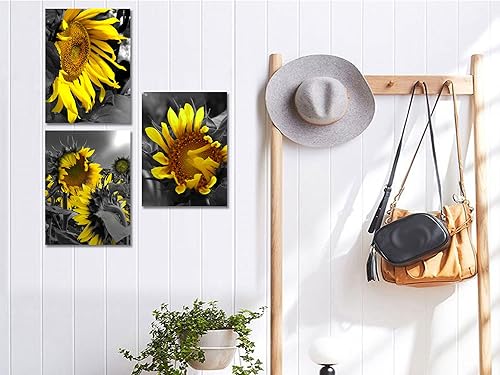 Miniatura 5 de Arjun Lienzo de girasoles para pared, diseño de flores amarillas de verano, cuadros florales modernos de 12 x 16 x 3 pulgadas, pintura en blanco y