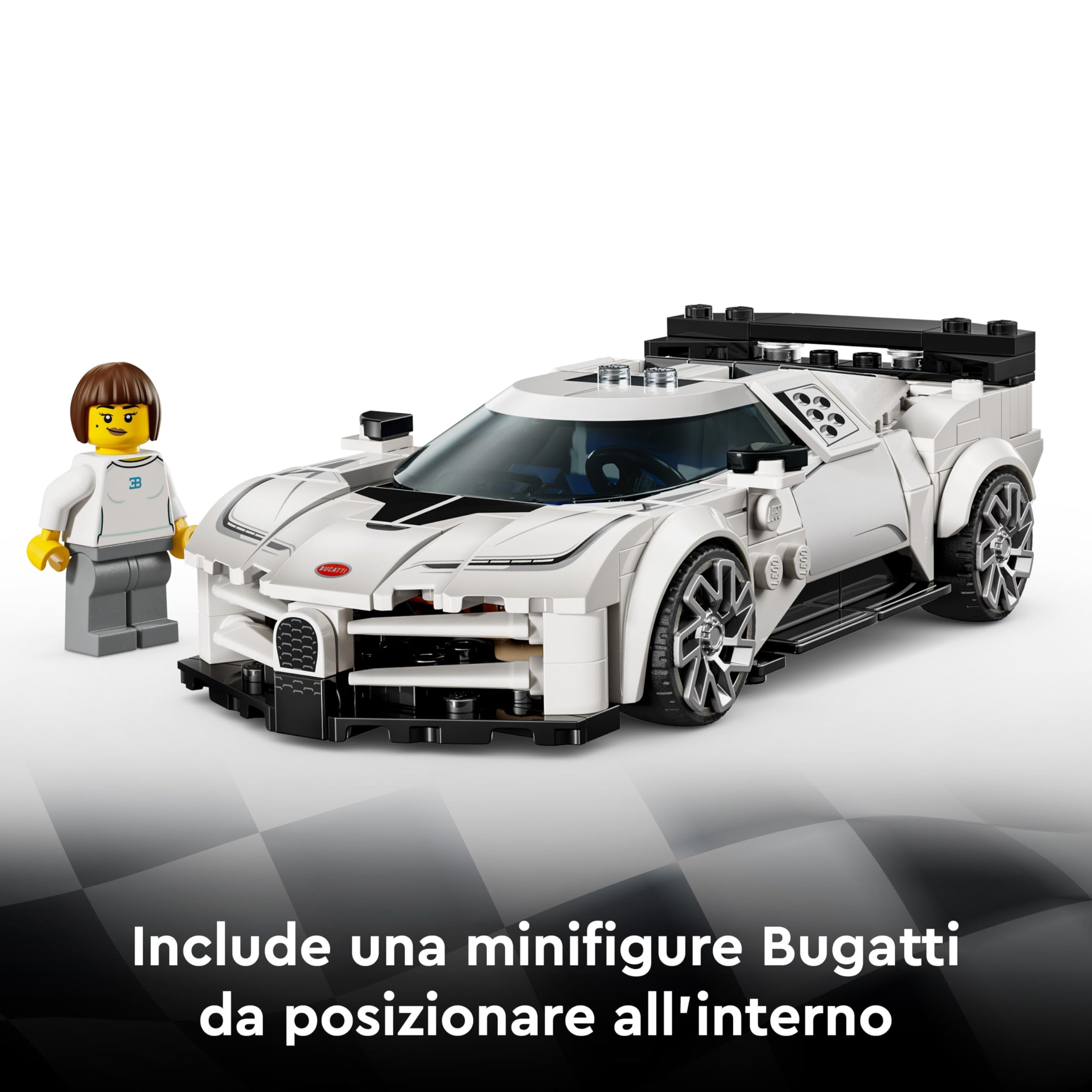 LEGO Speed Champions Hyper Sports Car Bugatti Centodieci - Modellino di Auto con Minifigure del Pilota - Macchina Giocattolo per Bambini da 9 Anni - Regalo di Compleanno - 77240