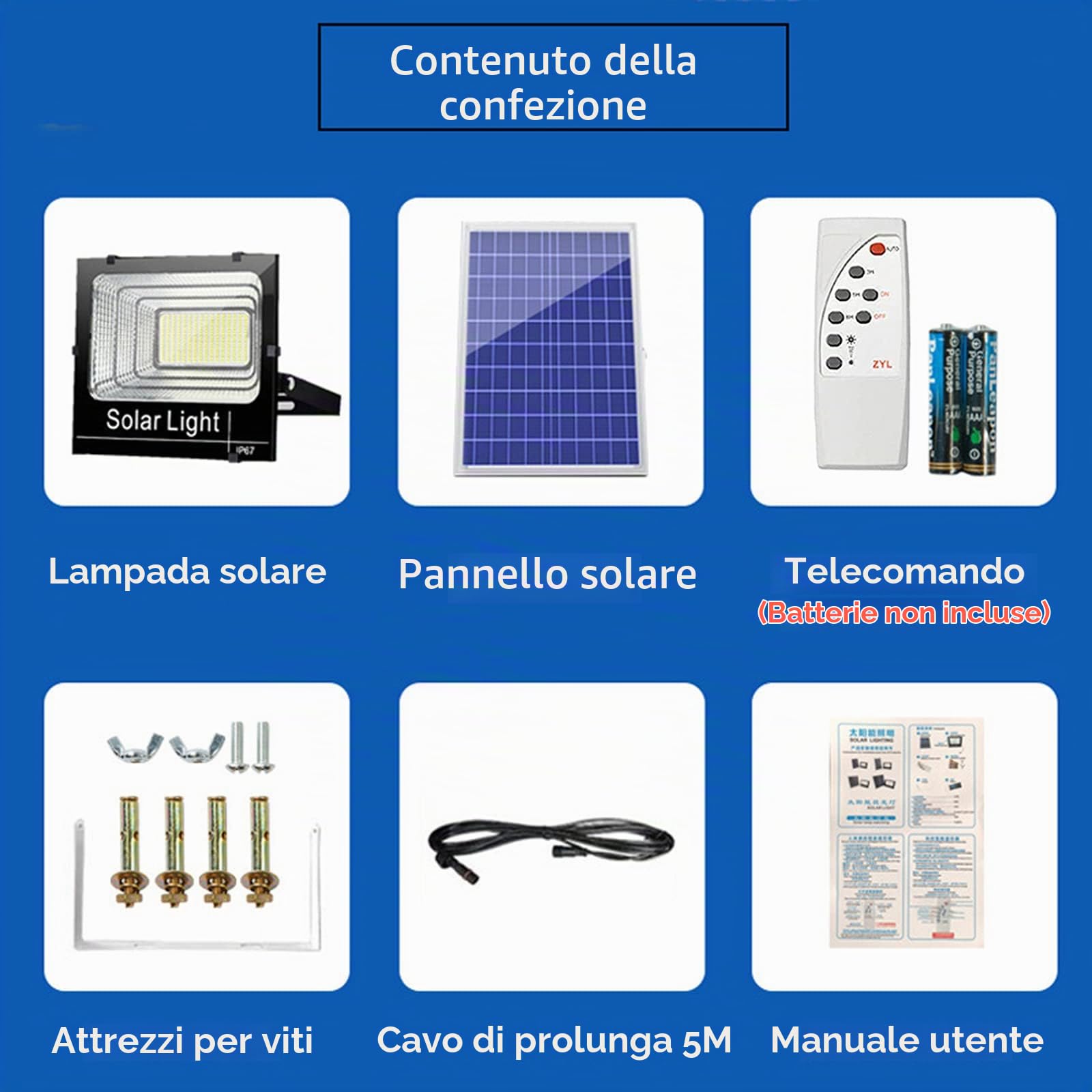 TEMPO DI SALDI Faro 400W A Led Smd Con Pannello Solare E Sensore Crepuscolare Con Telecomando