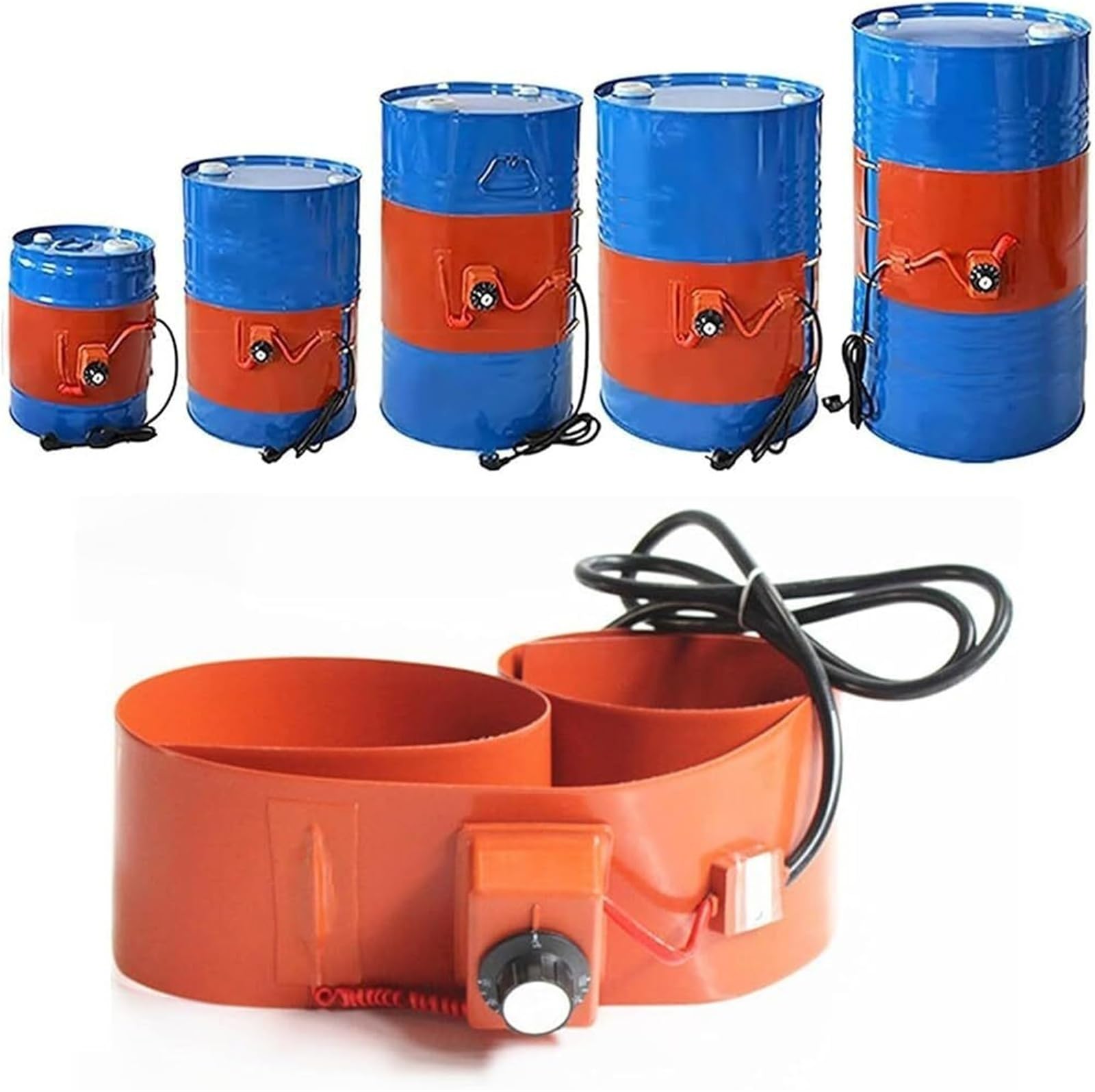 Fassheizband, 55 Gallon Silikon Elektrische Heizmatte mit Thermostat, Flexible Fassaufheizung Losung fur Ol Honig und Biodiesel(Knob,150L 1520x250 2000W)
