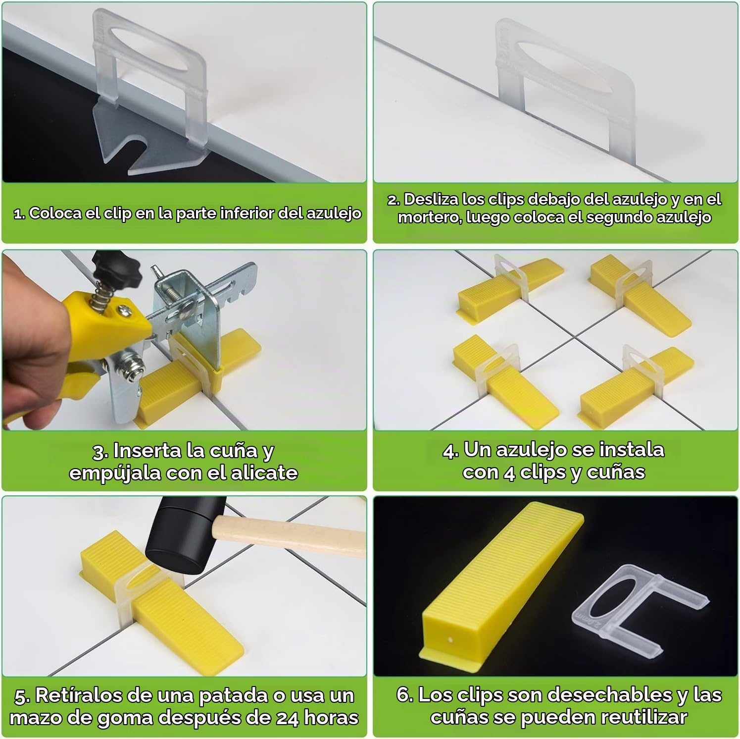 Nuyoah Sistema de Nivelación de Azulejos 2mm 501pz Niveladores de Azulejos | Con 400 Cuñas Niveladoras Suelo 100 Reutilizables Espaciador 1 Alicates Profesional para Cerámica con un Grosor de 3 a 12mm