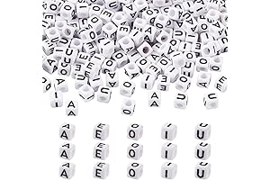 FASHEWELRY Vowel Cube Acrylic Letter Beads: Perfect for Creative Jewelry Making