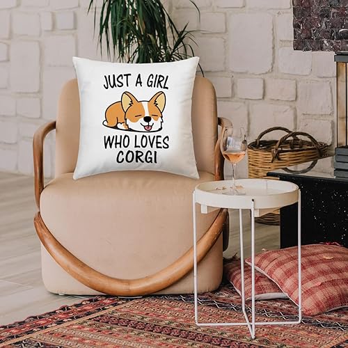 Miniatura 2 de DIBOR Just A Girl Who Loves Corgi - Fundas de almohada de 18 x 18 pulgadas, regalos para amantes de los perros, Corgi, mamá, niñas, mujeres, hogar,