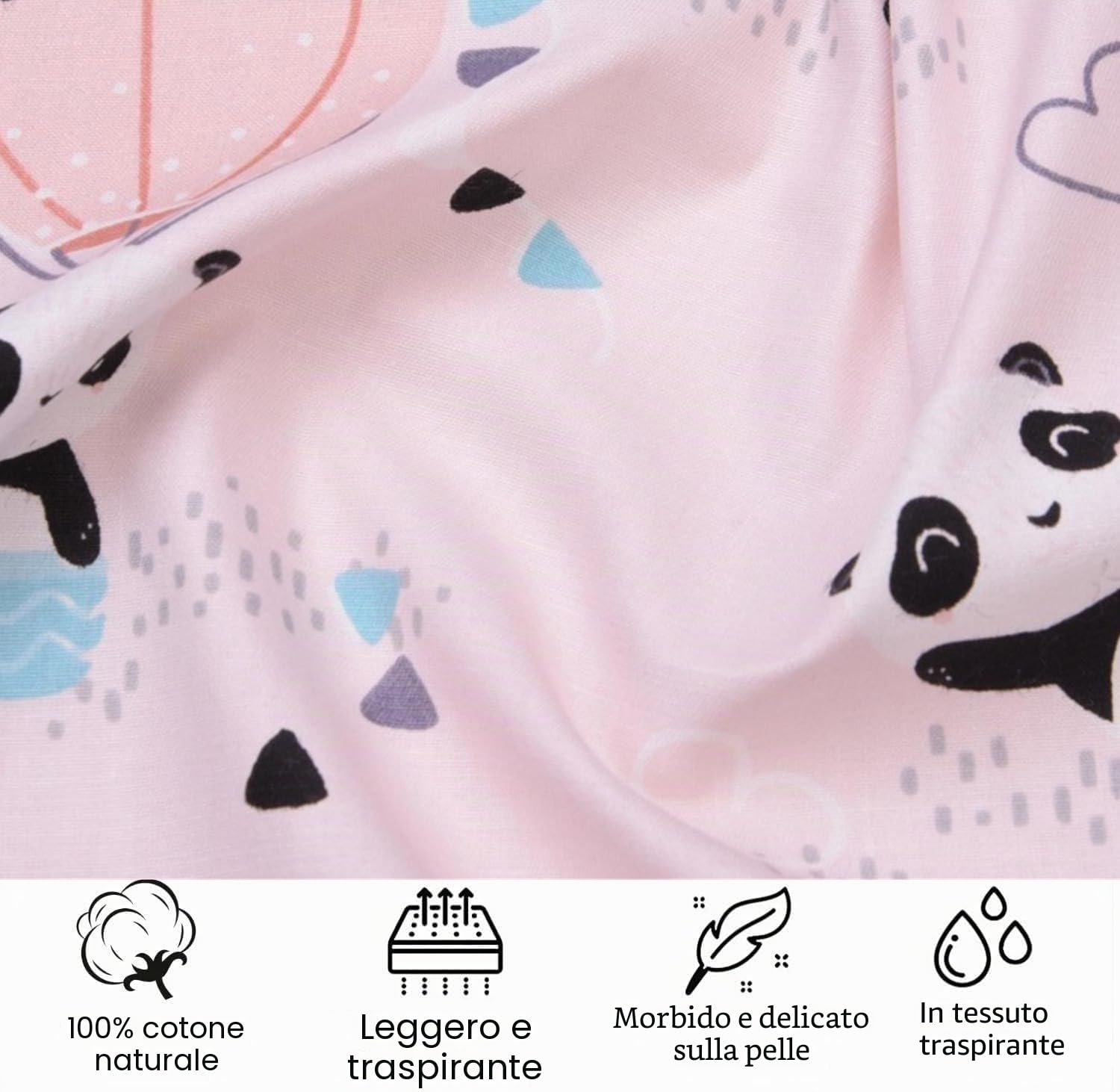 Lenzuola con angoli per lettino, 140 x 70 cm, per bambine e ragazzi, biancheria da letto per culla, in morbido cotone e resistente, con motivo arcobaleno e orsetto rosa