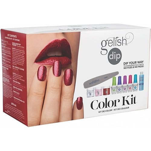 Gelish Soak Off Acrylic Powder Nail Dip Manicure 3 Color Set with Harmony Buffer