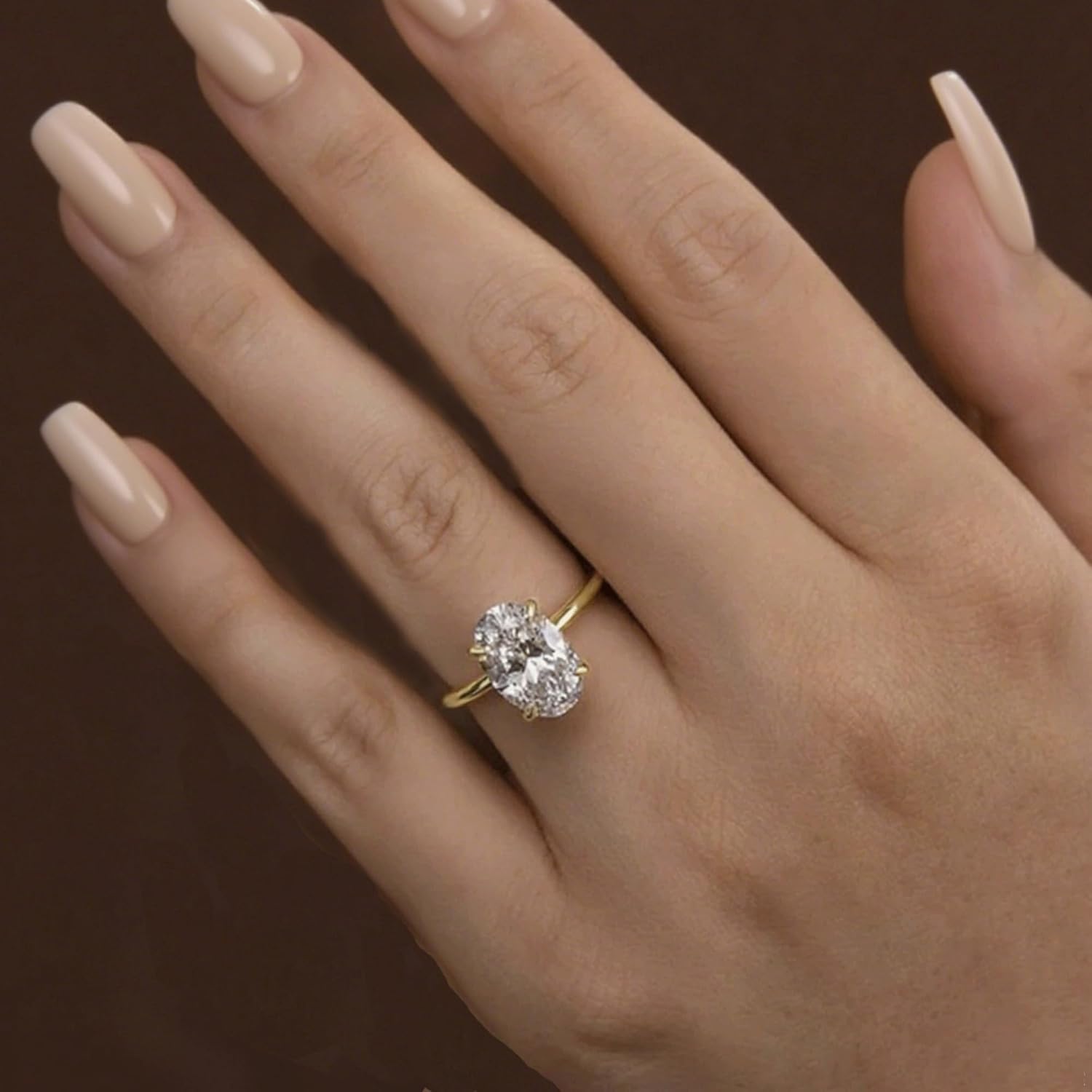 Dulin 1ct/2ct/3ct Oval Cut Cubic Zirconia Engagement Ring for Women 14K Gold Plated Wedding Anniversary Promise Band Gift for Her - Image 3