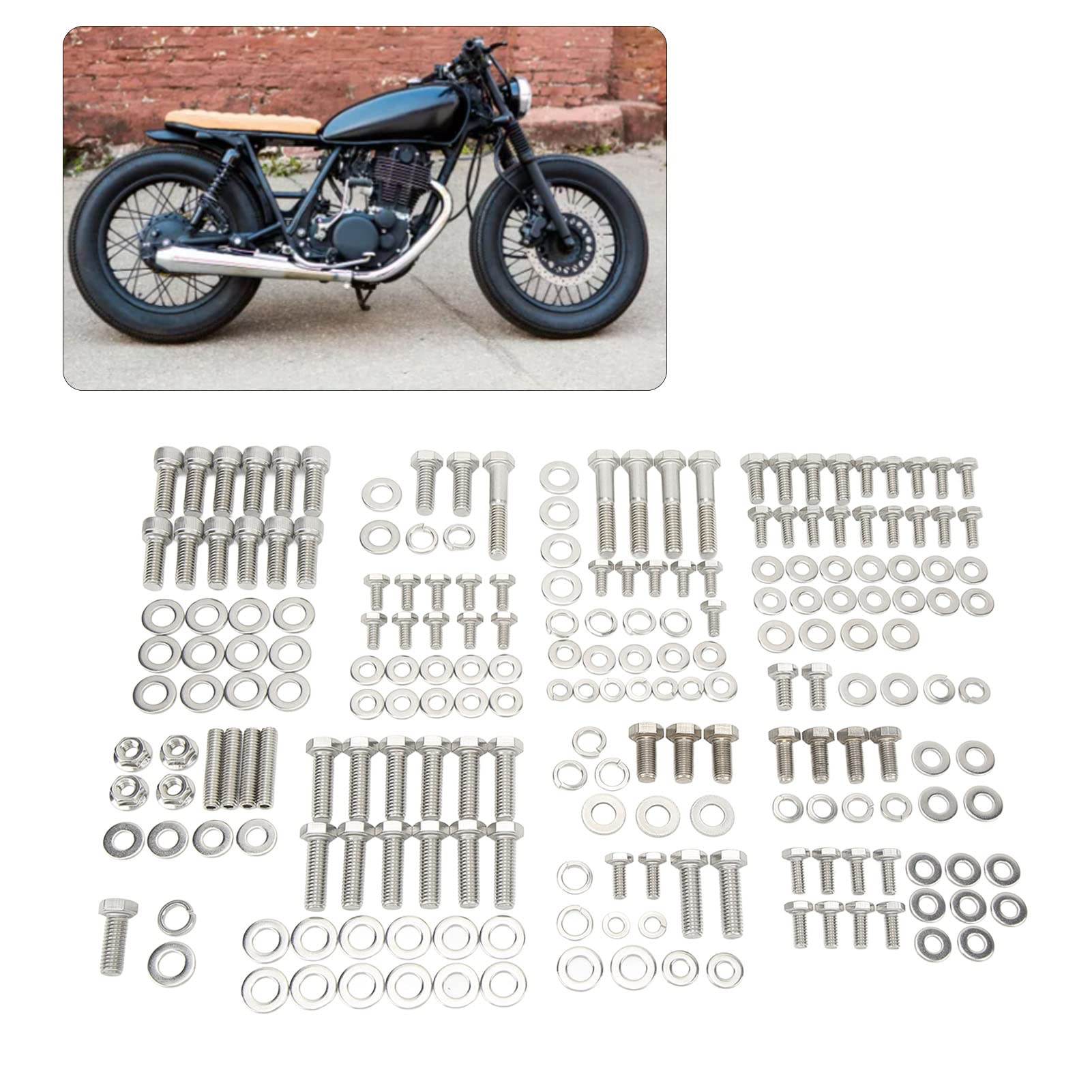 Kit di bulloni esagonali per motore in acciaio inossidabile da 211 pezzi per Small Block 265 283 305 327 350 400, bulloni ad alta resistenza e antiruggine con rondelle e dadi per