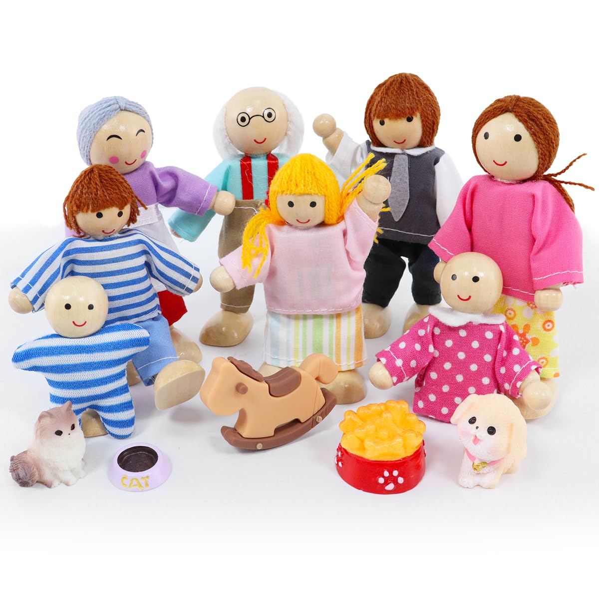 Gotyou Ensemble Famille Poupées En Bois, Famille De Poupée En Bois, 9