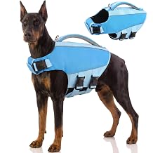 Large Dog Life Jacket, XL Dog Life Vest for Swimming, Reflective Pet Lifejacket Water Vest with High Buoyancy Rescue Handle, Adjustable Pet Safety Lifesaver for Pool Beach Boating, Blue XL