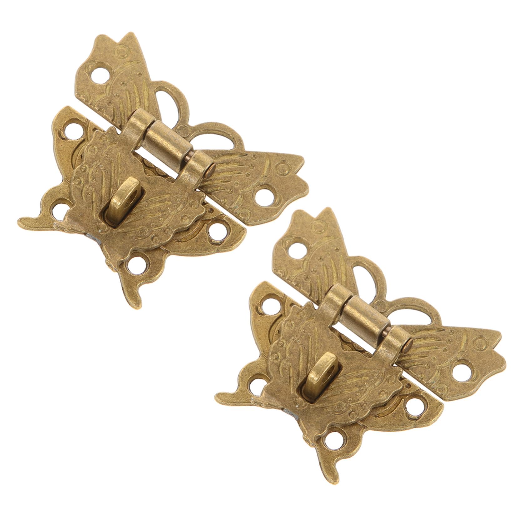 Uonlytech 2Pcs Antique Hasp Locks for Jewelry Box Durable Box Latches Hardware Fitting Stylish Decorative Hasp for Vintage Furniture and Cabinets
