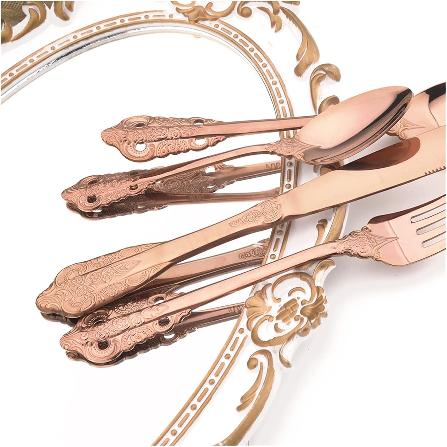 4Pc Dinner Fork Dinnerware Western Colorful Flatware Set Stainless Steel Silverware Fork Cutlery Kitchen Set leisurely (Color : Champagne)