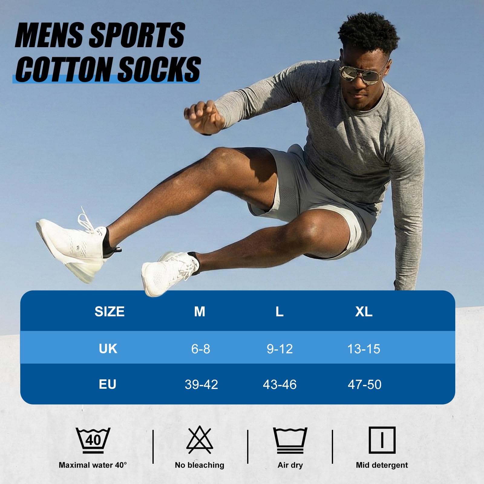 Niofind Calcetines Hombre Deporte 6 Pares, Cortos Amortiguados Unisex, Algodón Transpirable Secado Rápido, Running Caminar Senderismo, Negro/Blanco/Gris