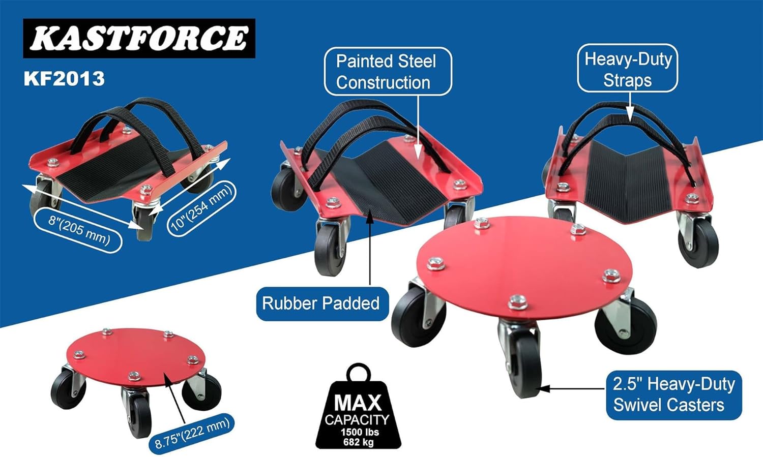 Snowmobile Dolly Heavy Duty V-Slide with 2.5” PVC Swivel Casters and Rubber Pad Protecting Skis 1500 Lbs Capacity KF2013