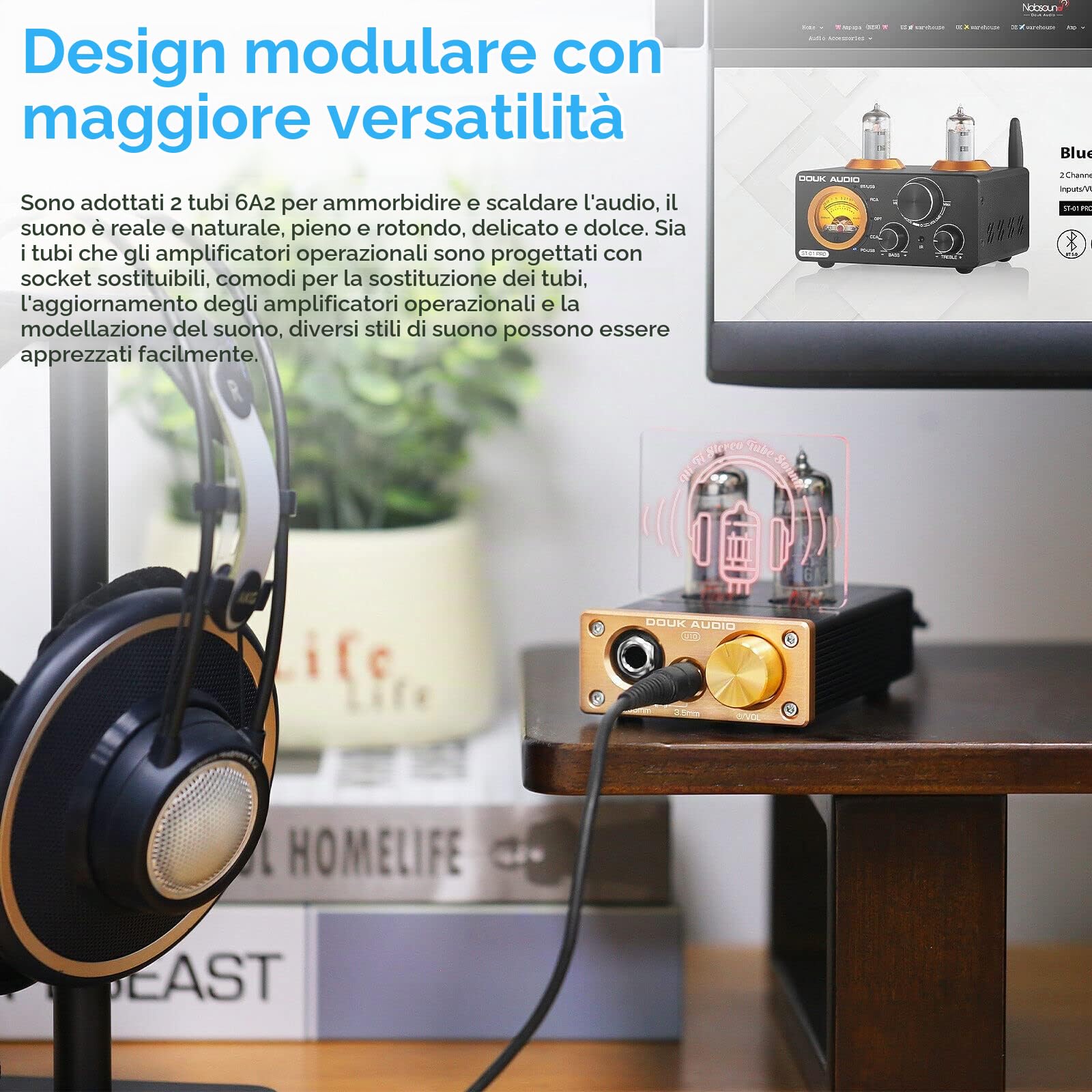 Douk Audio U10 Mini amplificatore per cuffie HiFi Tube Headphone Amplifier Stereo preamplificatore per altoparlante domestico