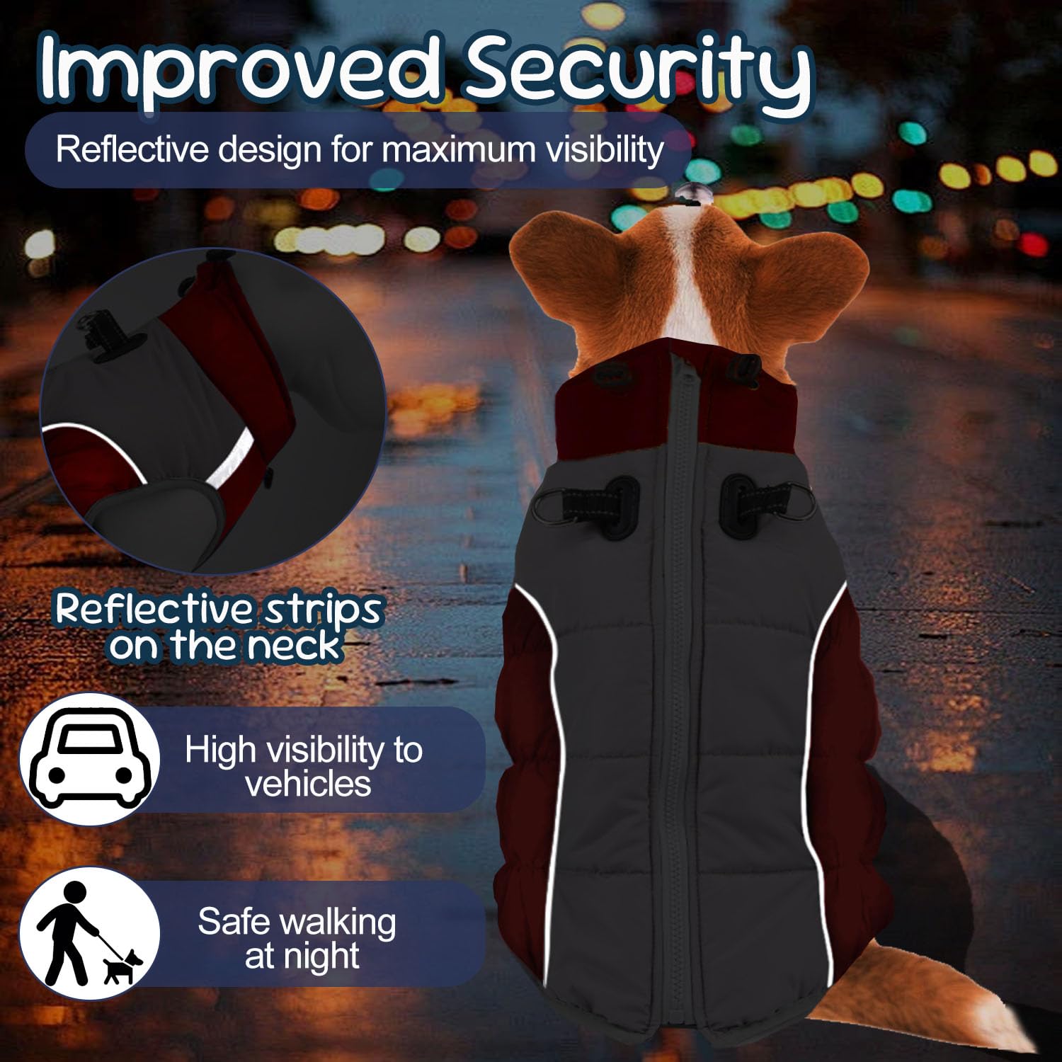 Manteau Chien Hiver, XL-5XL Manteau Chien Imperméable Hiver avec Fermeture Eclair,Mantea u Chie-n Réfléchissant Confortable Réglable,Doudoune Chie n pour Moyens Grands Chiens,Rouge 4XL