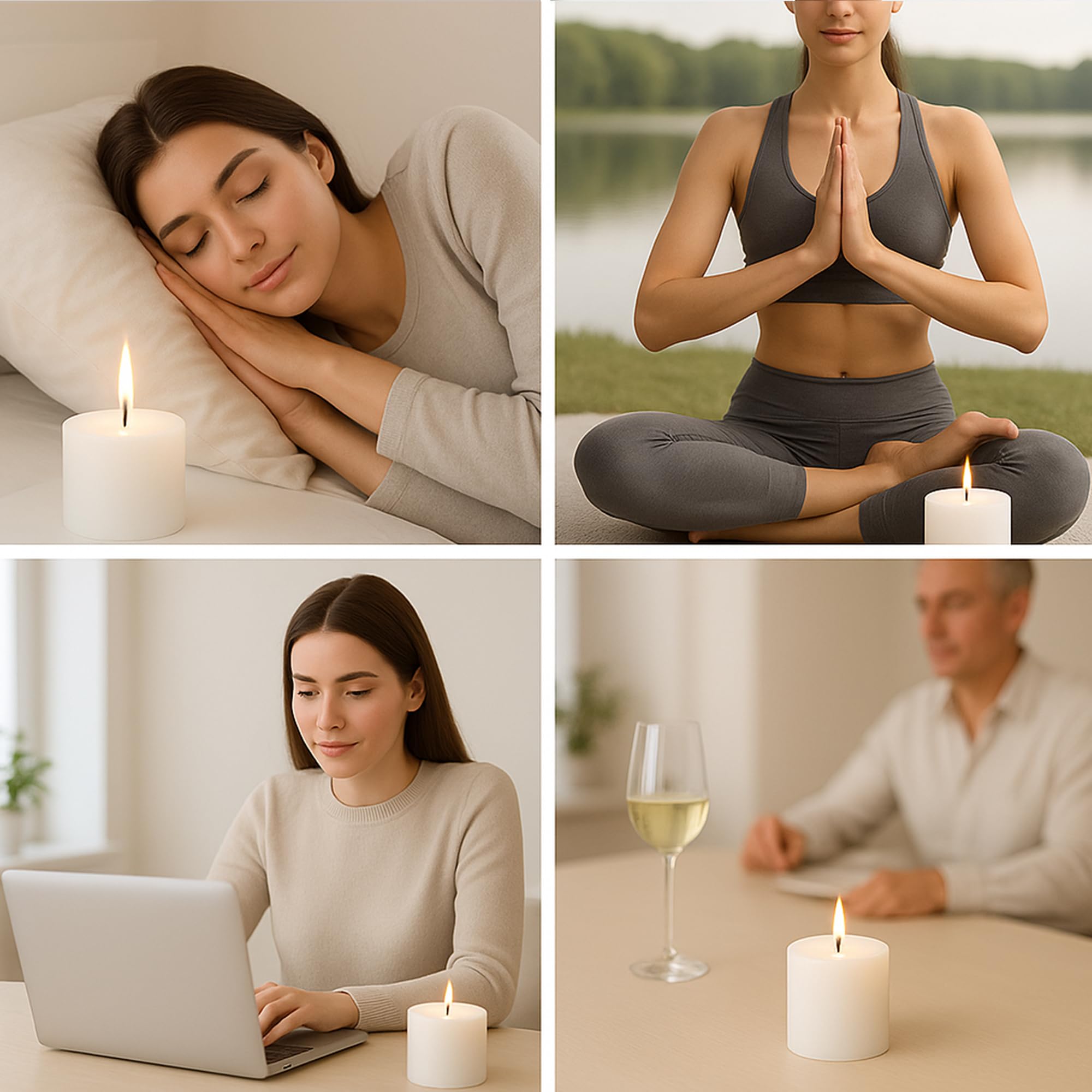 Dolloz Pillar Candles for Home Decor | Dripless, Smokeless & Long Burning Candles | Burning Time- 30 Hours, Size- 2 by 2 Inches (Unscented, Set of 6) 3