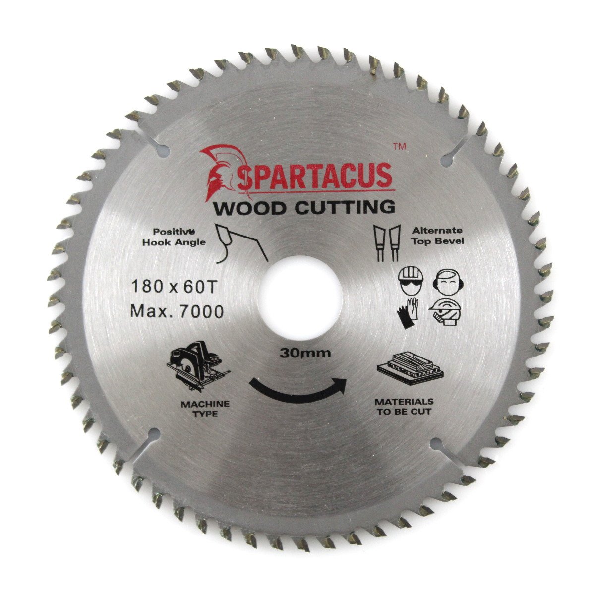 Spartacus Wood Cutting Circular Saw Blade 180Mm X 30Mm Bore 60 Teeth