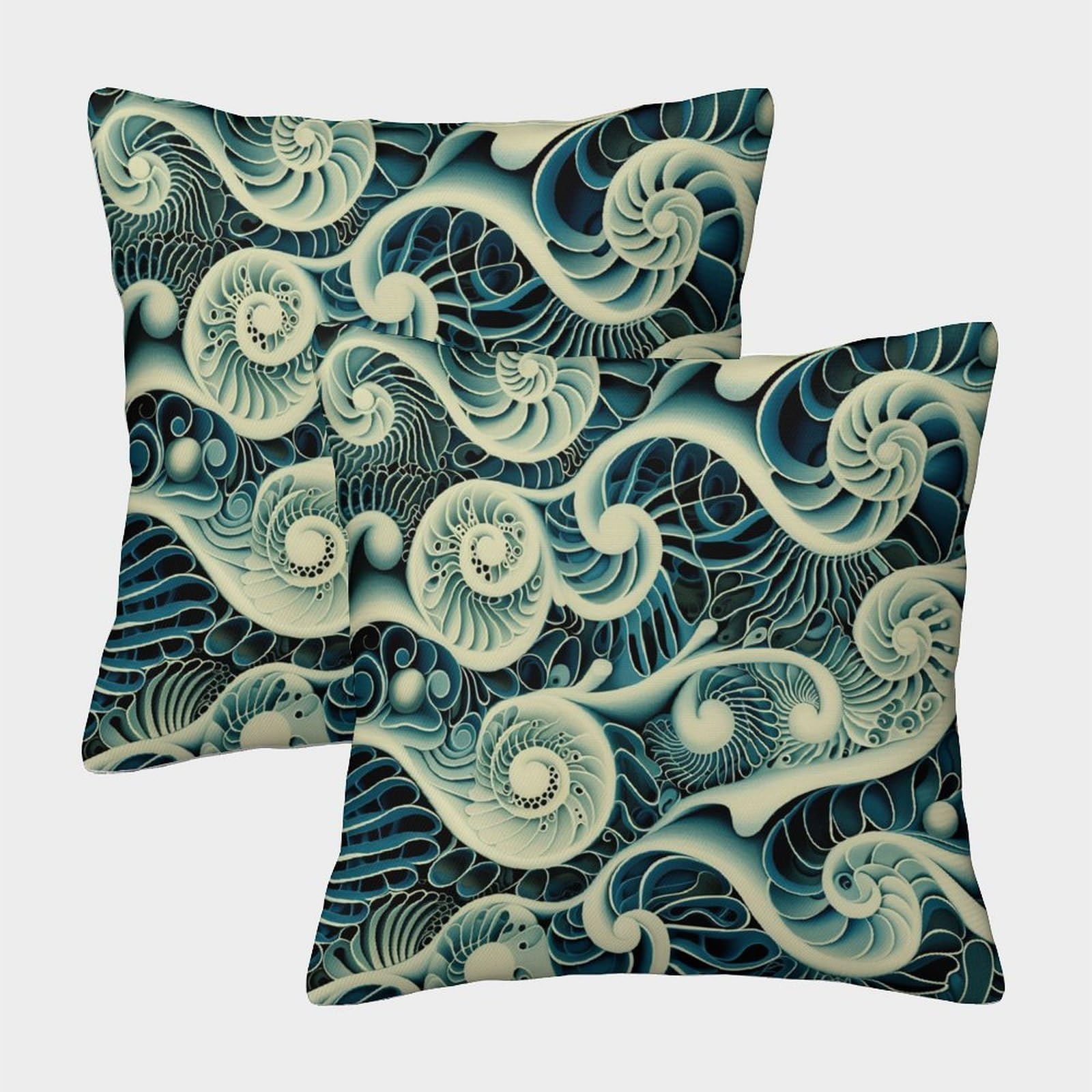 kaiyun 2 Pack Sand Sea, Spiral Pattern 3D Image Printed Single-sided Cushion Cover 50x50cm