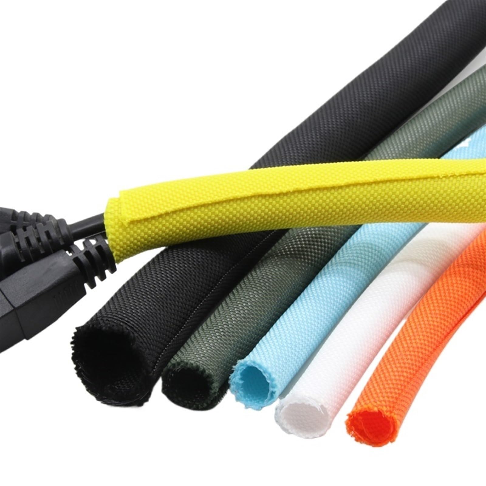 Kabelkanal 1 Meter/5 Meter selbstschließende, erweiterbare, geflochtene PET-Hülse, selbstschließend, Flexible, isolierte Schlauchleitung, Drahtwickel, schützt das Kabelsockenrohr(Green,38mm,5 Meters)