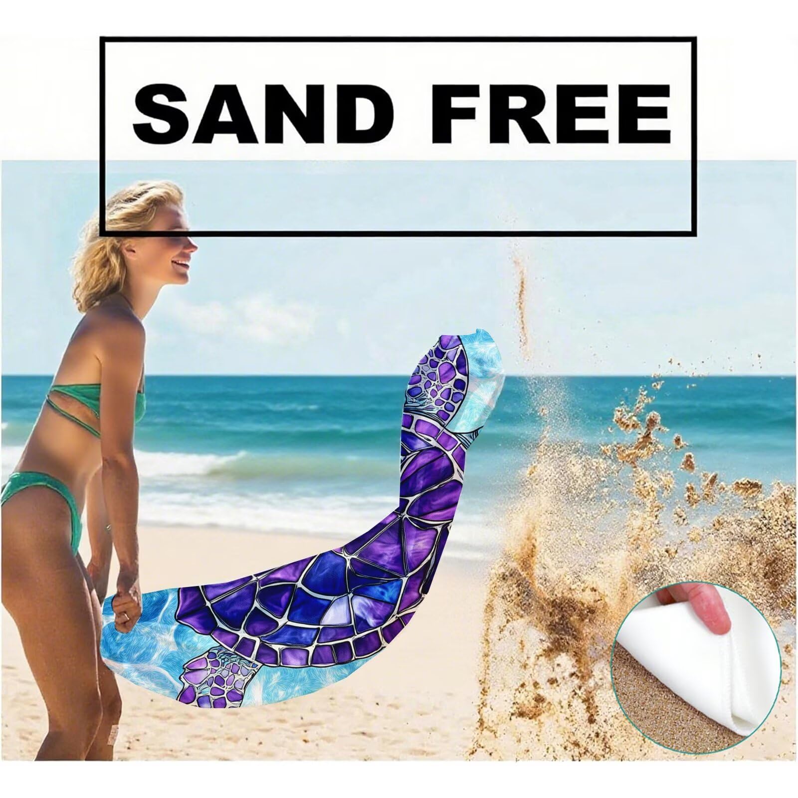 Telo Mare Microfibra, Telo Mare Grande 200 x 100 cm Set da 2, Antisabbia Asciugatura Rapida Assorbente Salvietta da Spiaggia Asciugamano per Palestra Piscina Viaggi Sport Picnic, Regali Donna Q-81