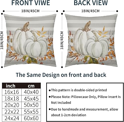 Miniatura 36 de Juego de 2 fundas de almohada de otoño de 18 x 18 pulgadas, diseño de calabaza, girasol, girasol, Acción de Gracias, decoración para exteriores