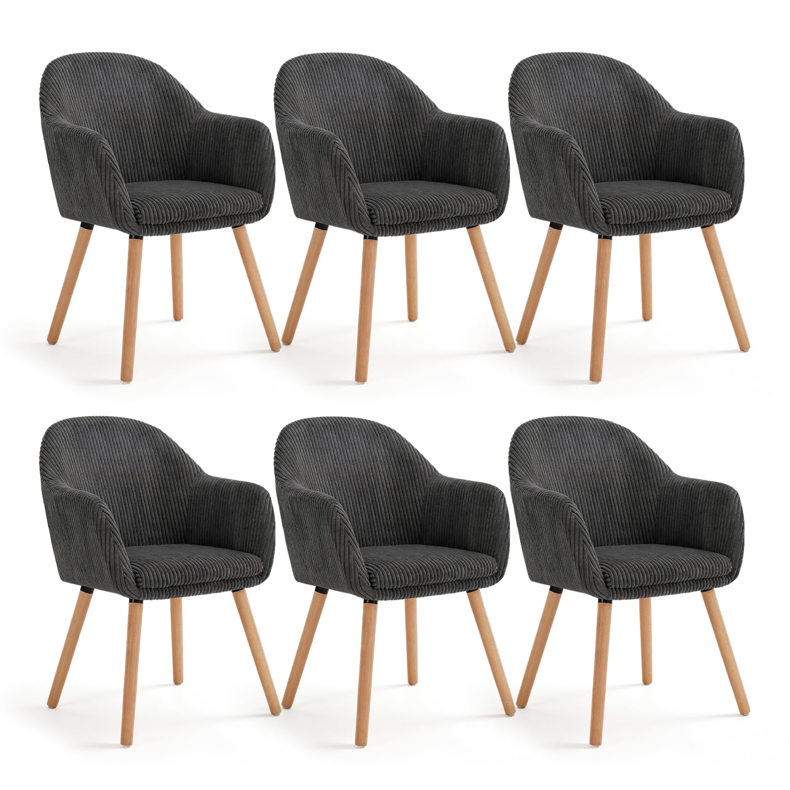 WOLTU Esszimmerstühle, für Schlafzimmer Küche Wohnzimmer, Küchenstühle gepolstert Modern, mit Armlehnen, Massivholzbeinen, Sitzfläche aus Cord