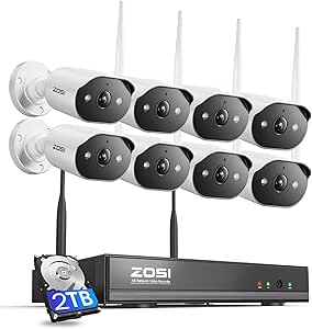ZOSI 8CH 2K WiFi Home Security Camera System with 2TB HDD,8X 3MP Indoor Outdoor WiFi Cameras,Color Night Vision,Two-Way Audio,Light & Siren Alarm,2K H.265+ 8CH NVR Recorder for 24/7 Recording asin的图片