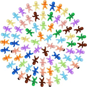 selizo Mini Tiny Plastic Baby Figurines Small King Cake Babies Bulk for Ice Cube My Water Broke Baby Shower Games 10 Colors, 200pcs