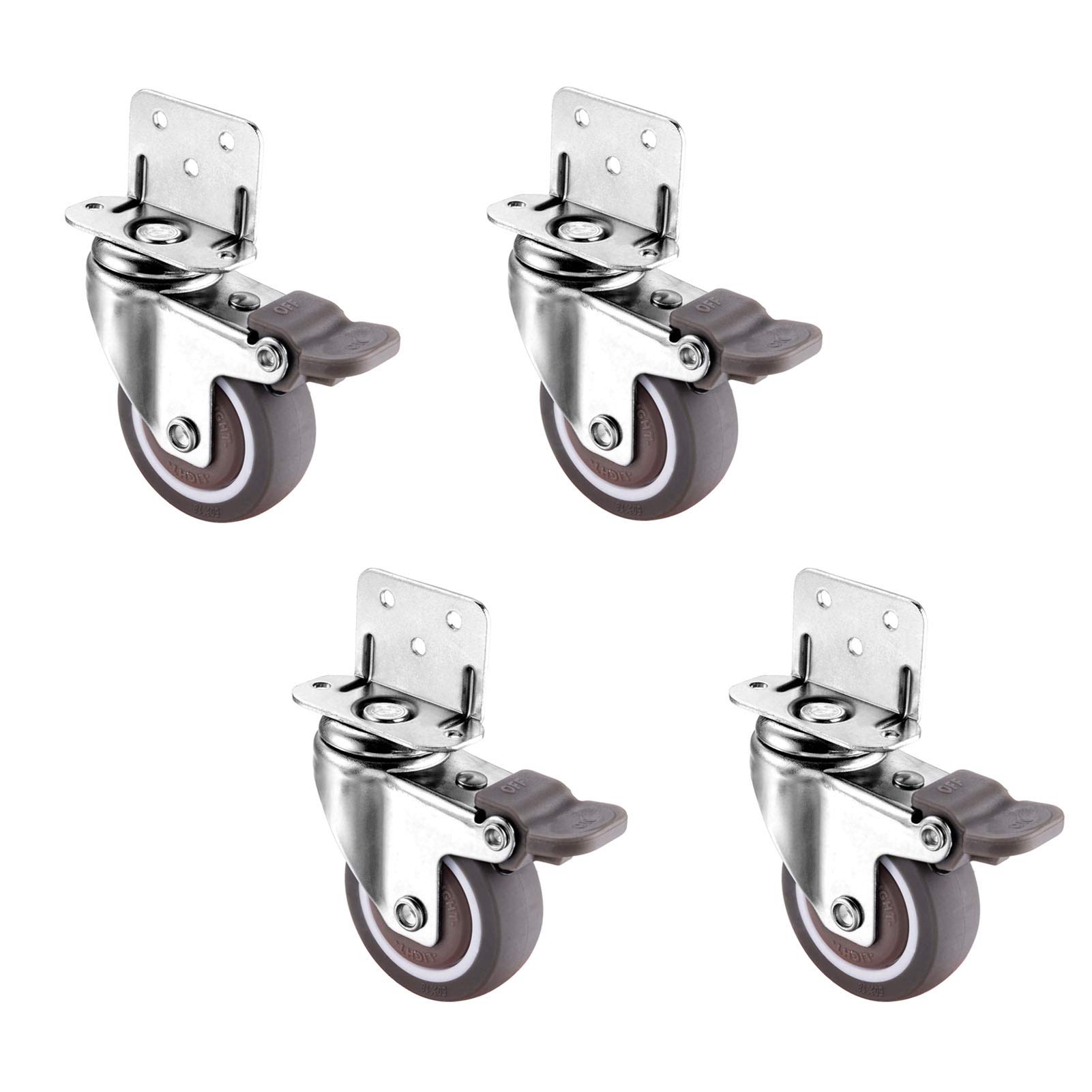 Roulette pour lit de bébé et support de fleurs, fixation en L pivotante 1,5 pouce