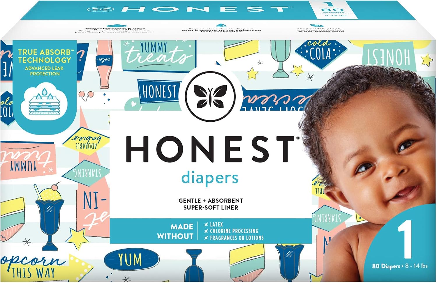 The Honest Company Club Box Diapers with TrueAbsorb Technology, Rose Blossom & Sliced Fruit