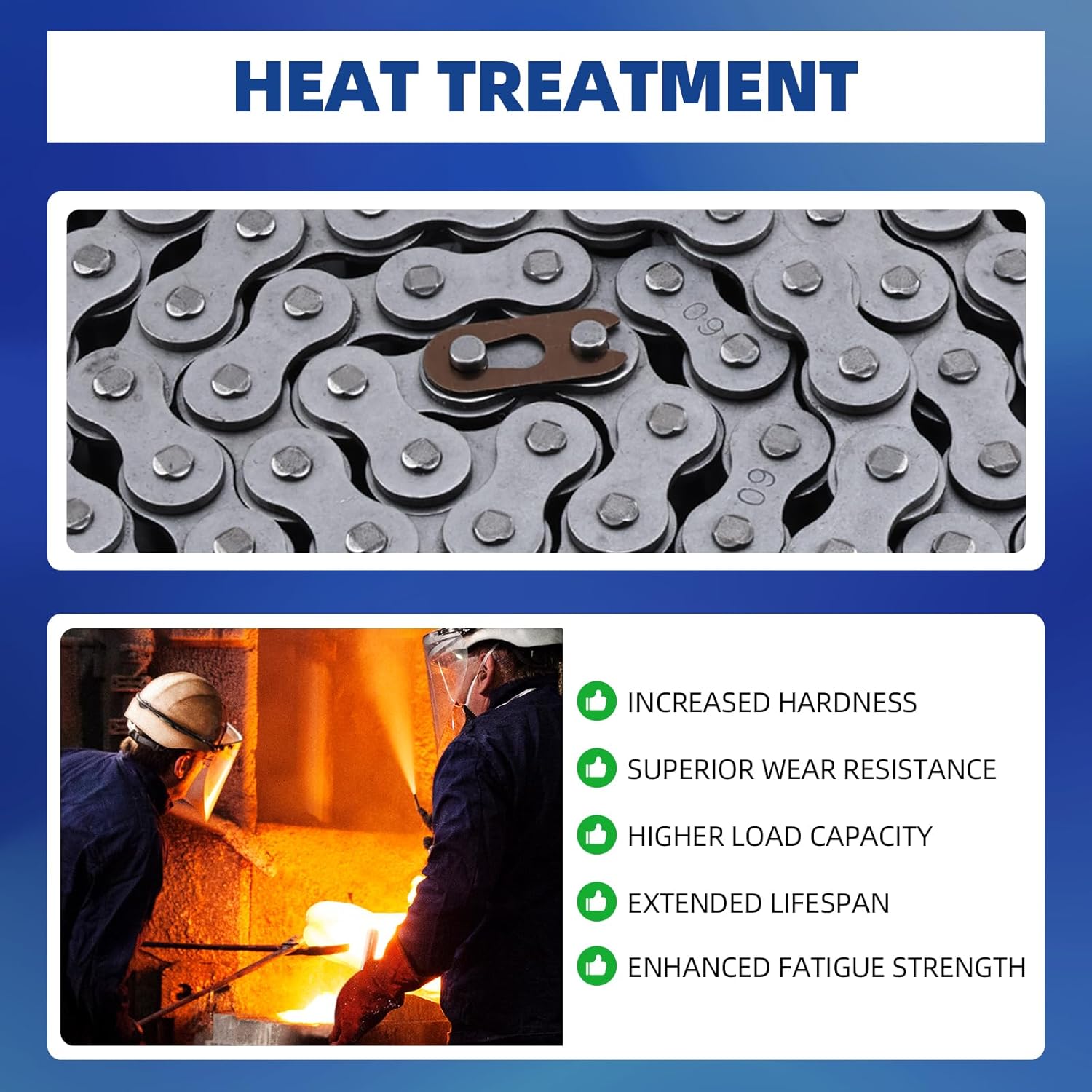 #60 Roller Chain, 10 Feet Carbon Steel Chain with 2 Free Connecting Links