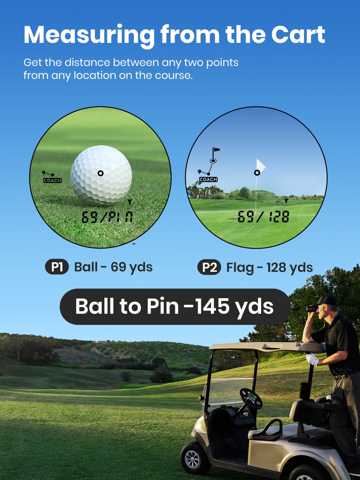 ACEGMET Telémetro de Golf con Distancia Bola-Bandera y Función de Inclinación - 1300 yd, Bloqueo de Bandera 0.1s con Vibración, Aumento 7X, Batería Híbrida Recargable, Pantalla Rojo/Negro, Imán