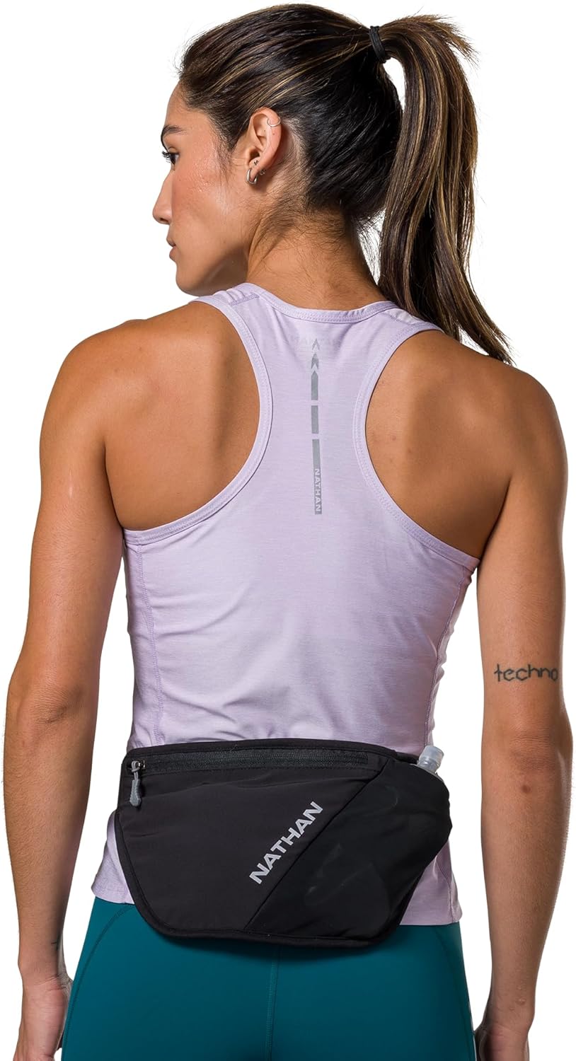 Nathan Hydration Belt for Running - Hydrapak Soft Flask 25 oz Bottle with ExoSpine - Breathable, Adjustable Comfort Fit - Angled Flask Holder - Pinnacle FeatherLite, Ultra-Light, Black - Image 3