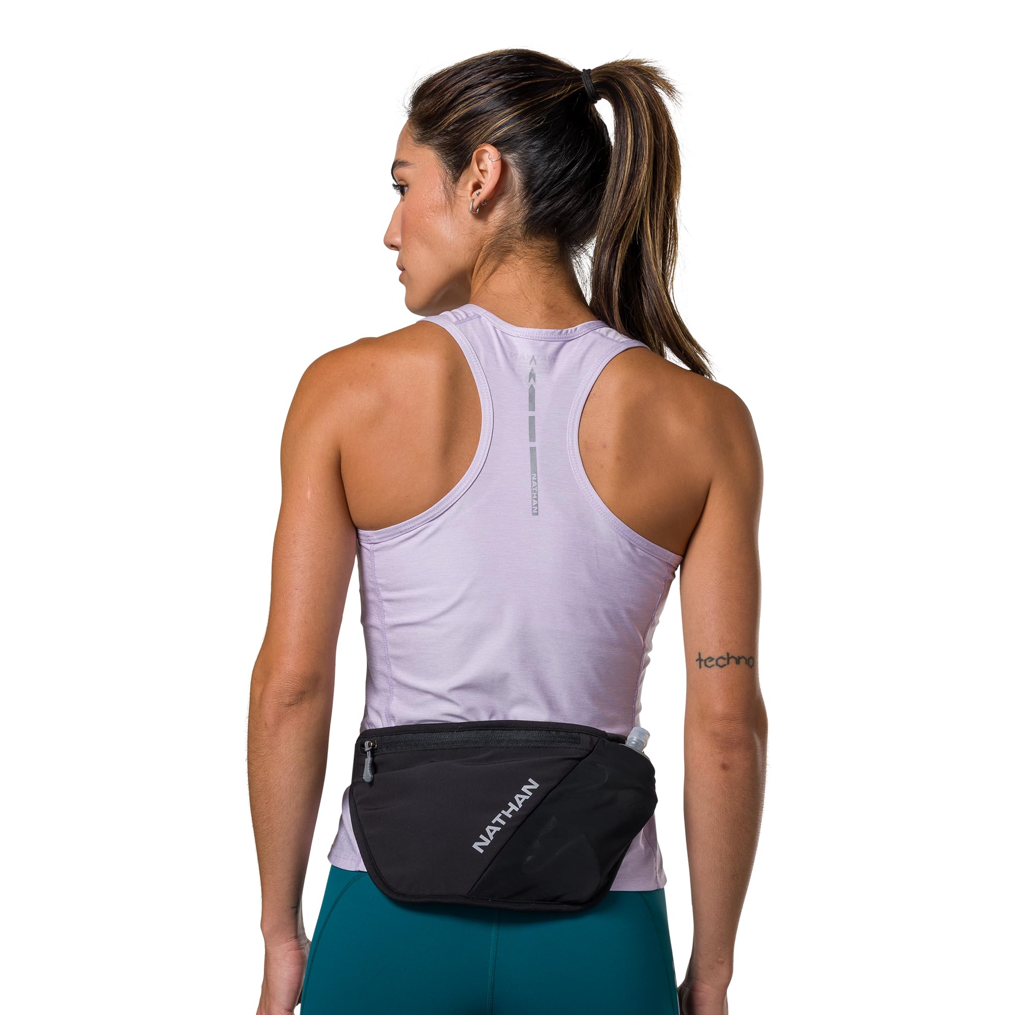 Nathan Ceinture d'hydratation pour la course à pied – Gourde souple Hydrapak de 532 ml avec ExoSpine – Respirante, réglable et confortable – Porte-gourde incliné – Plume Pinnacle Featherlite, ultra