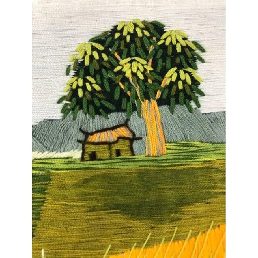 ベトナムの風景手刺繍絵画　成績書付き SALE 10%OFF】ベトナム 絵刺繍 全面手刺繍 刺繍画 ハンドメイド