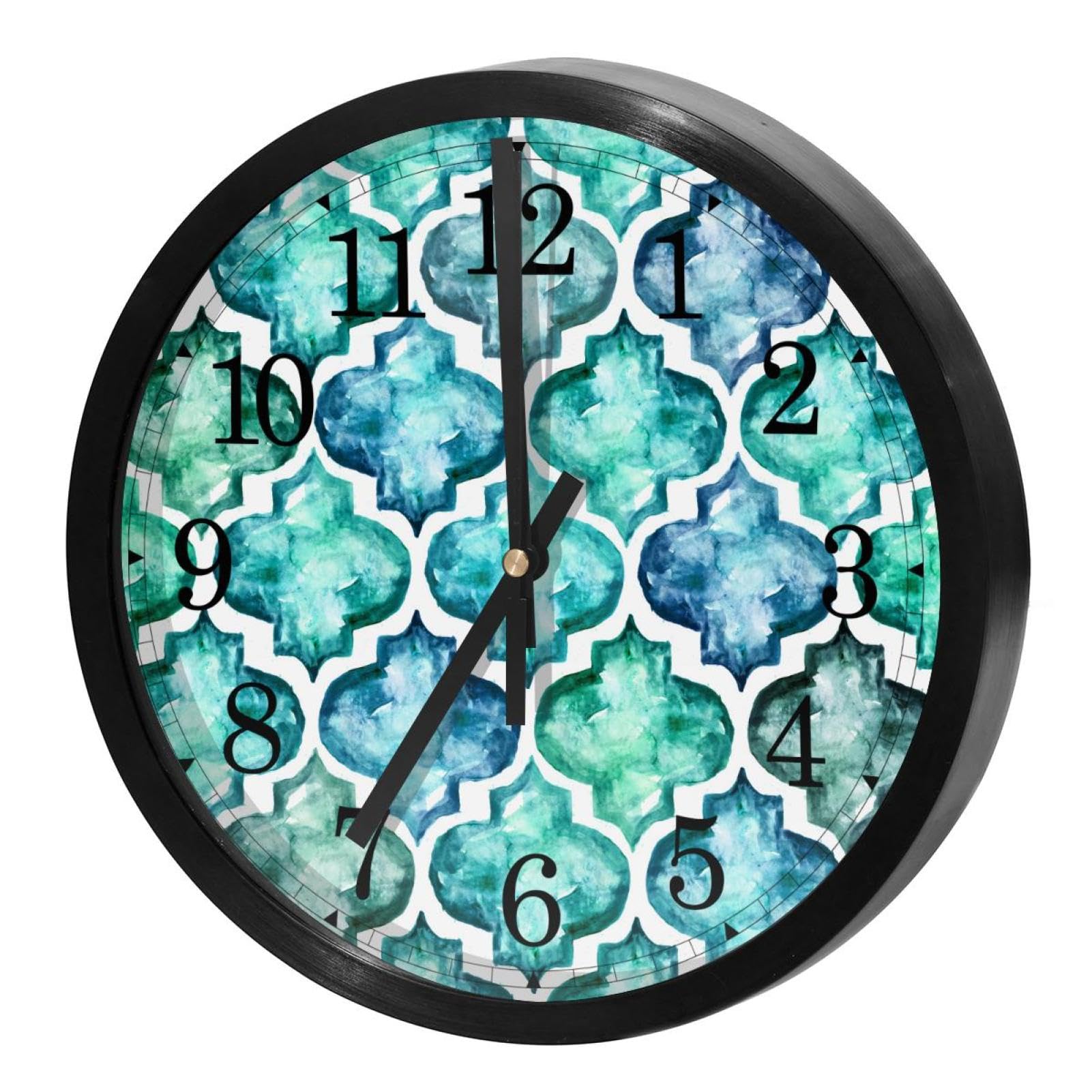 Horloge murale silencieuse à quartz bleu géométrique ronde pour la cuisine ou le bureau