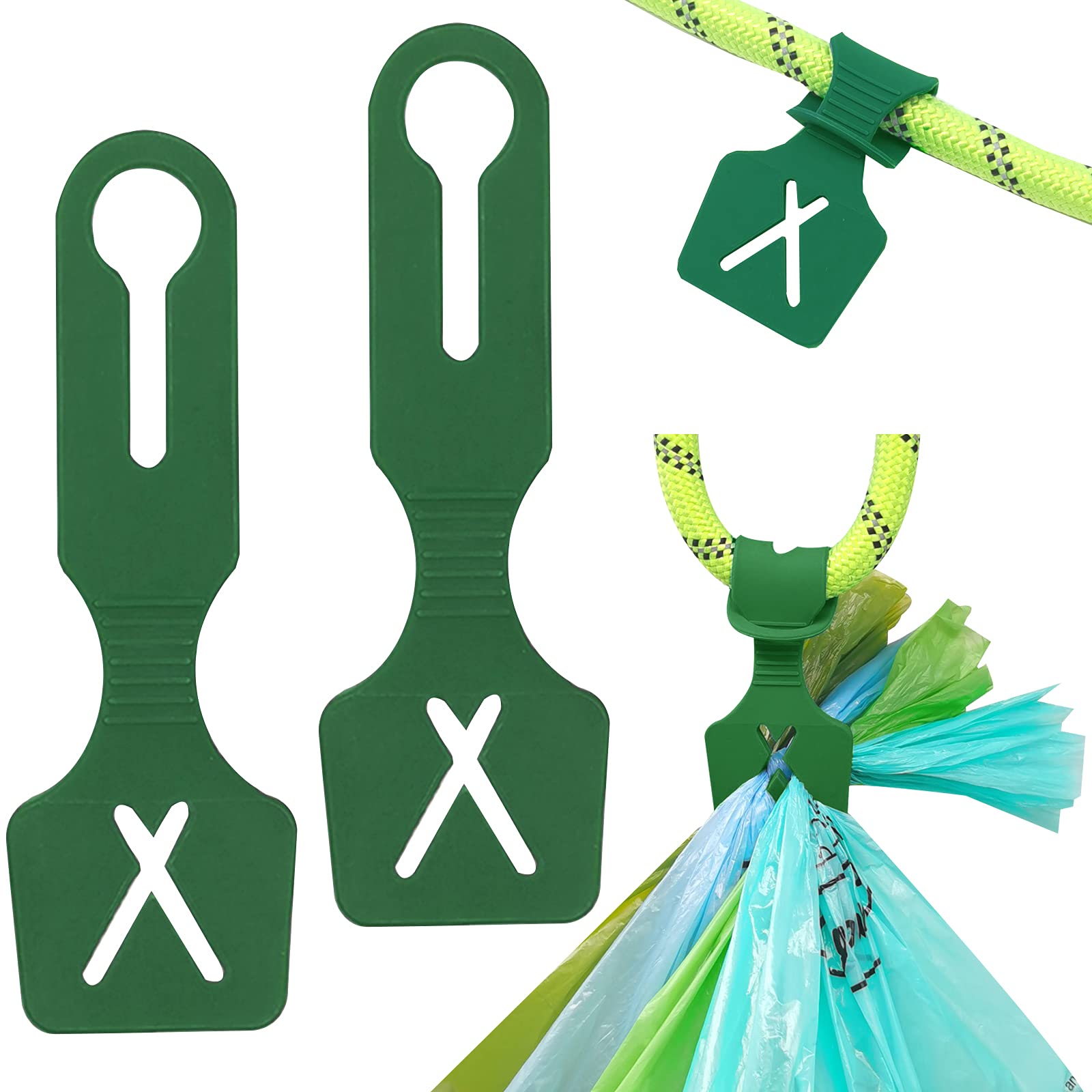 Dog Poop Carrier for Leash Rope Silicon Doggie Poo Carrier for Lead (Forest Green, 2 Count)