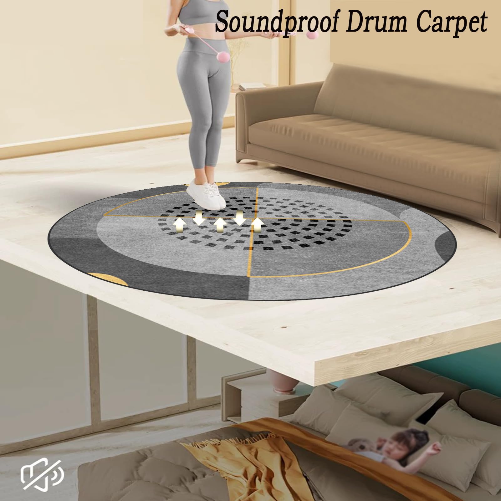 Battery Rug Bęben Elektroniczny Dywan Bateria 150 cm Maty Akustyczne Dywaniki Okrągłe Drum Dywan Bęben Maty Wodne na Instrumenty Muzyczne Antywibracyjne