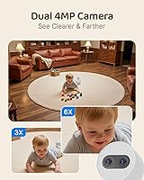 Vista 3 de Simsky Monitor de Video para Bebés, Cámaras Duales de 4MP con Zoom 6X, Pantalla Táctil Inteligente Grande de 7" UHD, Monitor de Audio Portátil