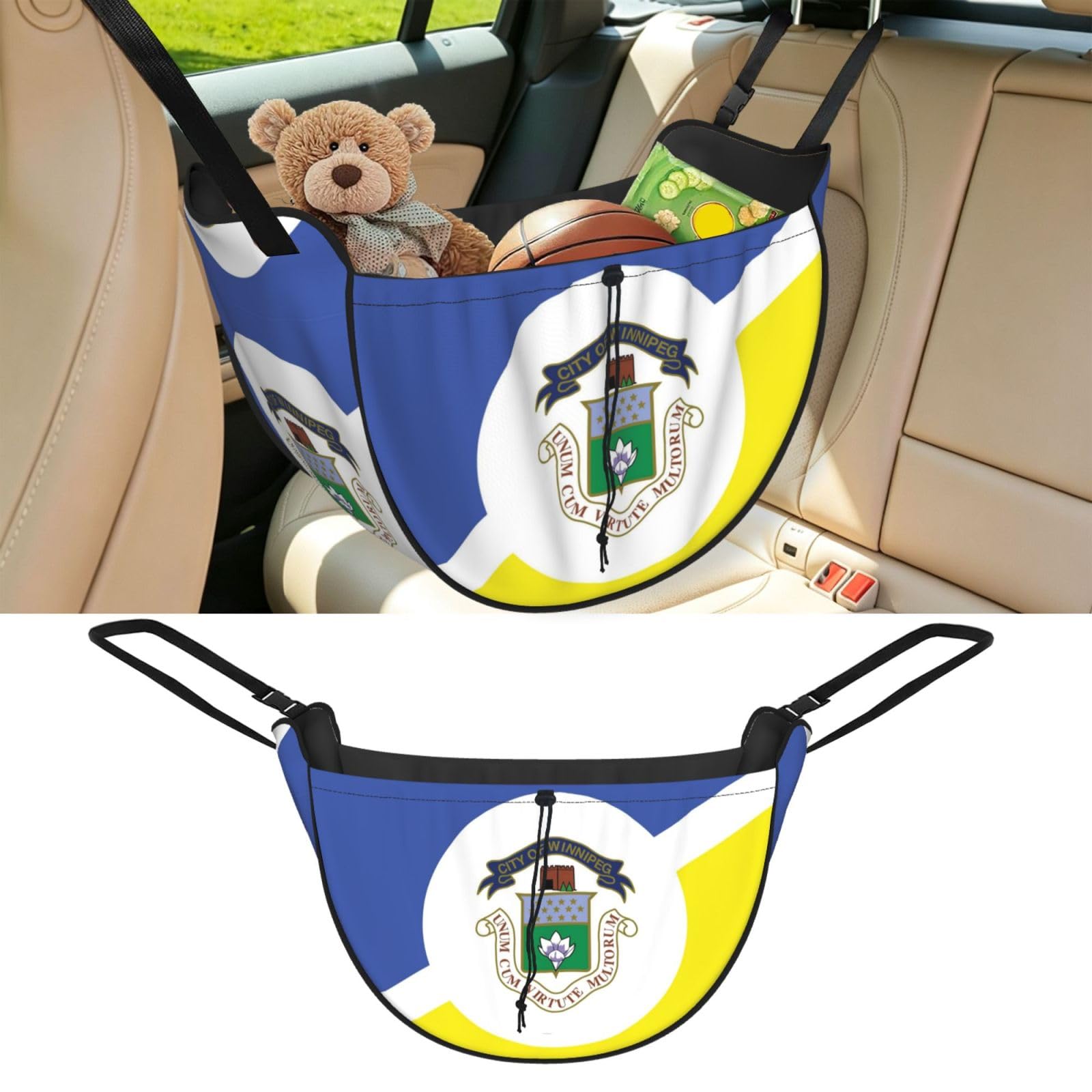 Cntdbu Black Winnipeg Flag Car Seat Organizer-Backseat Storage Bag For Travel