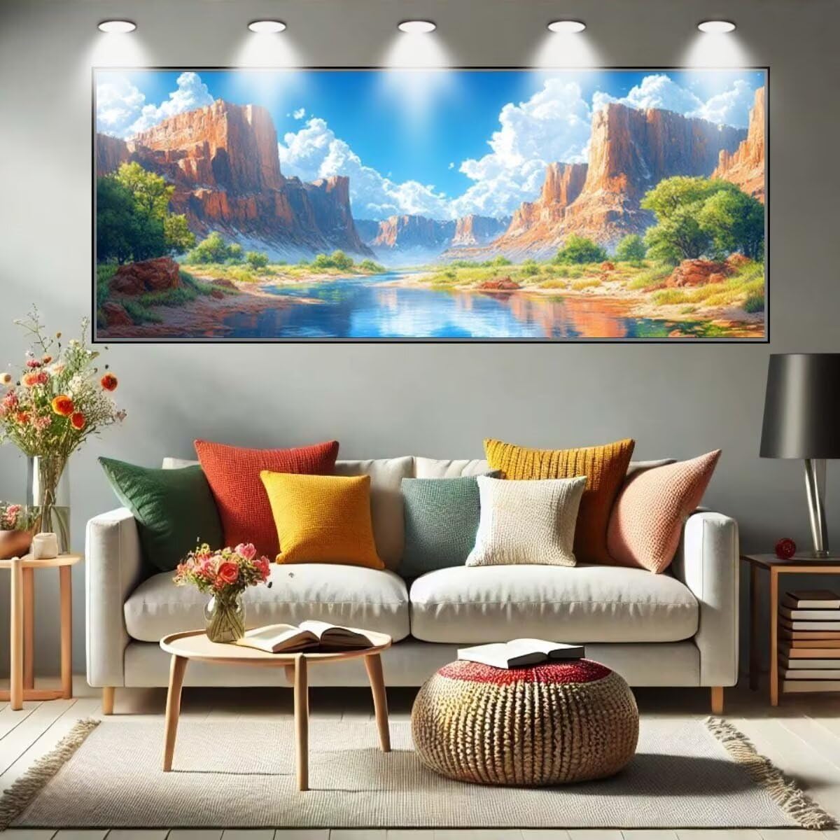 5D Diamond Painting Set für Erwachsene Große (50x150cm),Schlucht,Landschaft Diamant Painting Bilder Kinder,DIY Kristall Strass Cross Stickerei Malerei Bastelset für Büro,Wanddeko,Geschenke 55F-13372