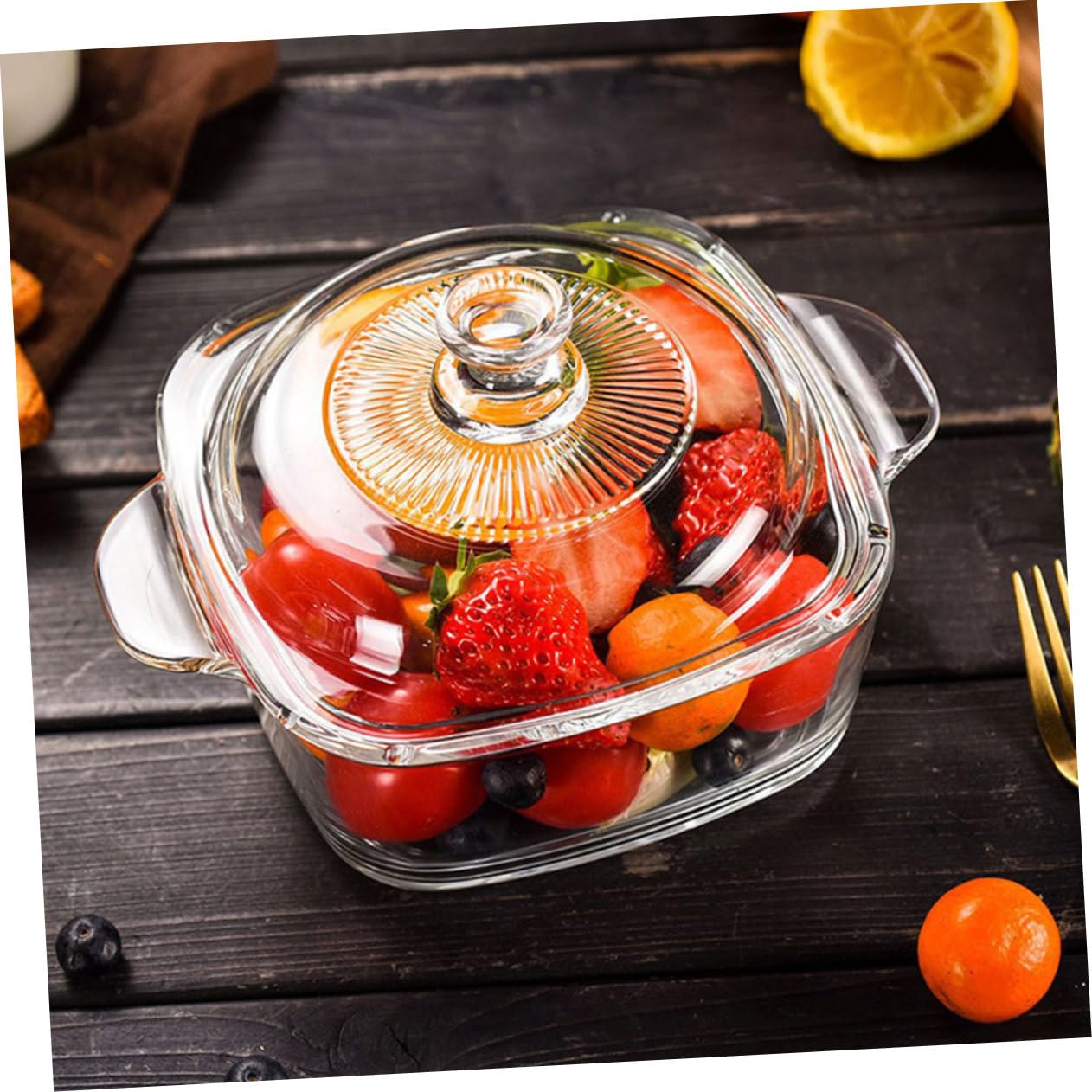 VICASKY Mikrowellengeeignete Suppenaufbewahrungsschüssel 1l Dickwandig mit Deckel Glasschüssel Hitzebeständig Rissfest Klarer Kristalldesign für Buffet und Tisch