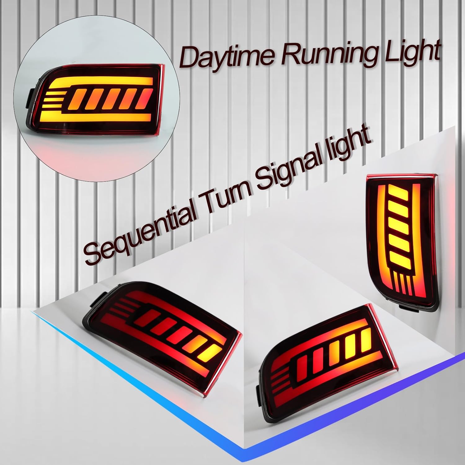 Red housing LED Rear Bumper Reflector Lights Fog DRL Kit Assembly for 2003-2005 4Runner 2002-2009 Land Cruiser Prado 120 Function 3 in 1 Design (Red Style)
