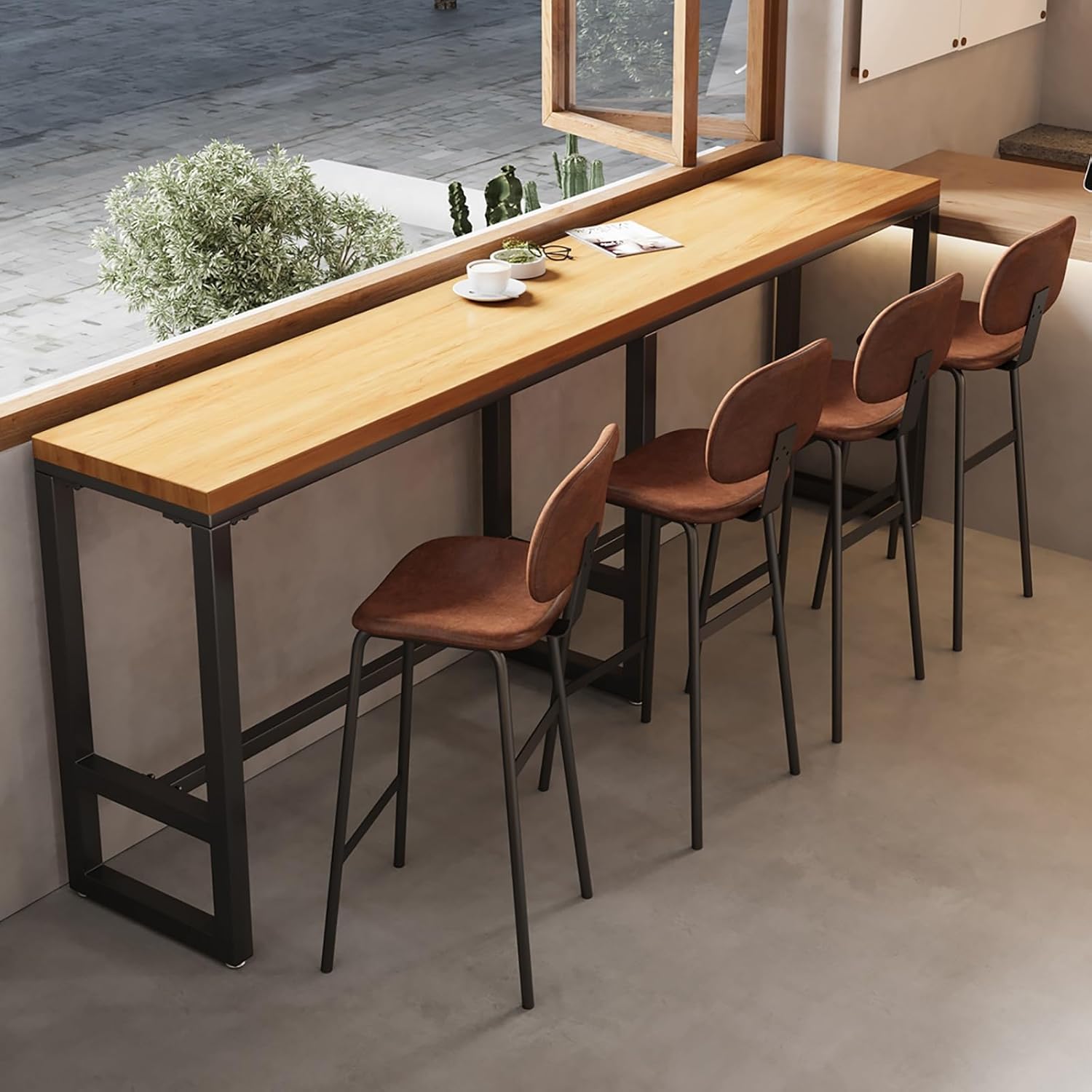 Bar Height Table,High Bar Table,Kitchen Breakfast Bar,Kitchen Island,Tabletop Thickness 4.5cm,Kitchen Bar Table Counter,Counter Breakfast Dining High Tables for Kitchen Living Room(Grapefruit