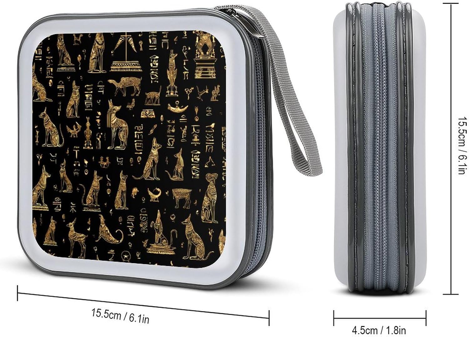 Black Gold Ancient Egyptian Pharaoh CD Case 40 Capacity DVD Case Holder Wallet Organizer for Car Home image 2